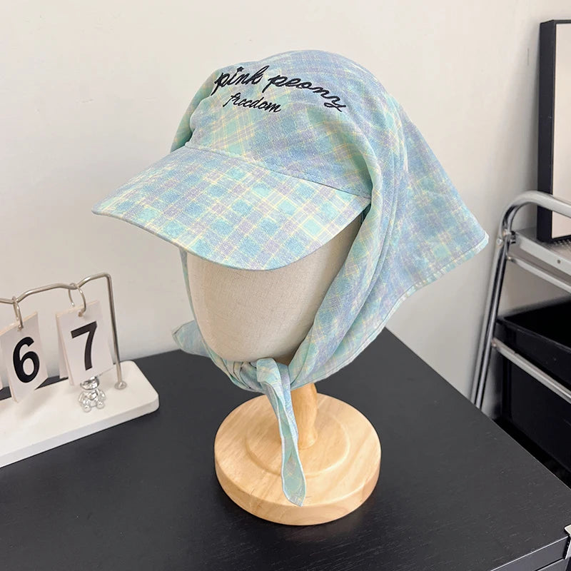 New Korean Original Ins Plaid Triangle Scarf Cap