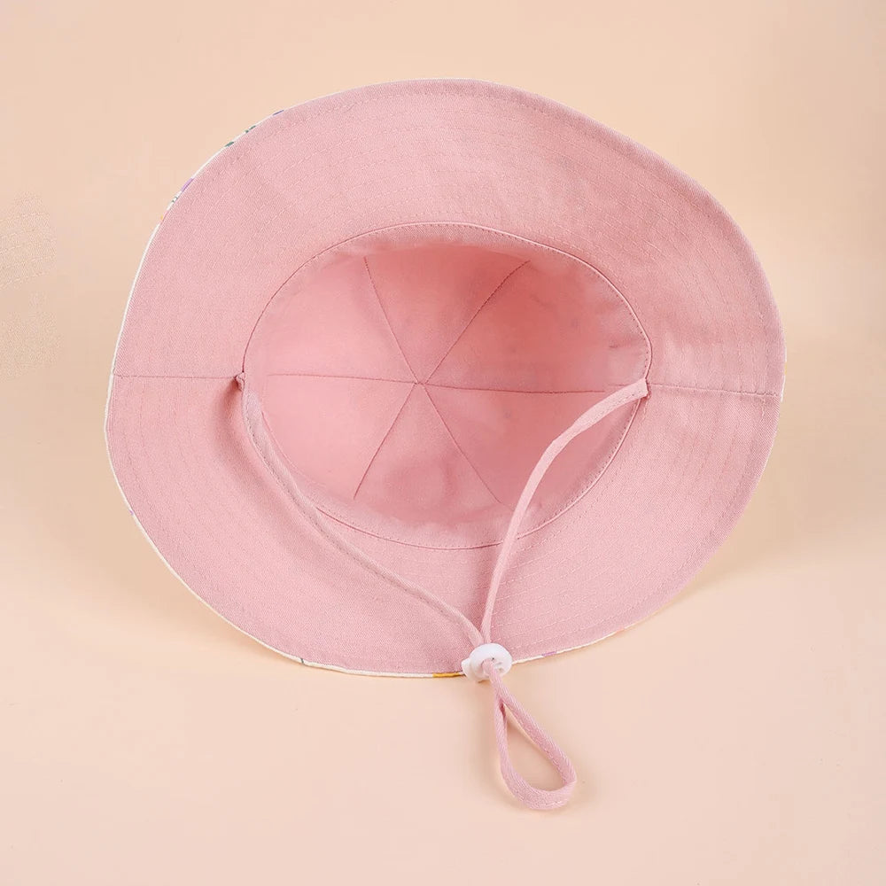 Flower Double Sided Children Bucket Hats Summer Baby Hat