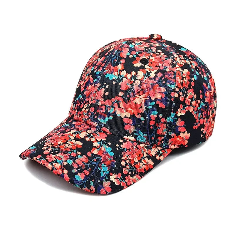 Four Seasons Polyester Flower Print Casquette Baseball Cap