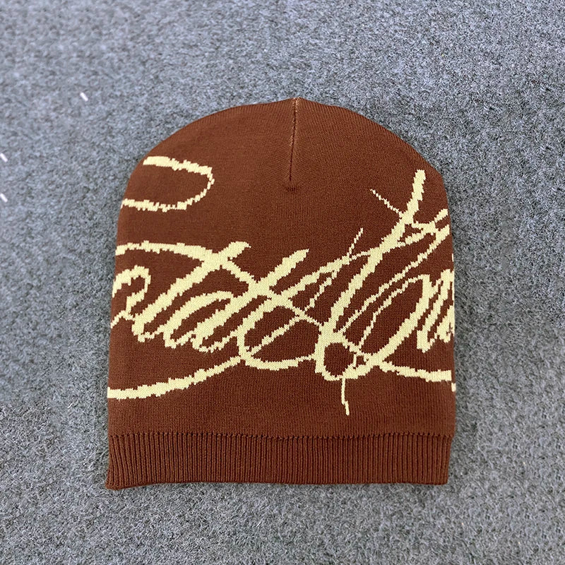 Warm Jacquard Letter Knitted Woolen Hat For Men And Women Autumn Winter