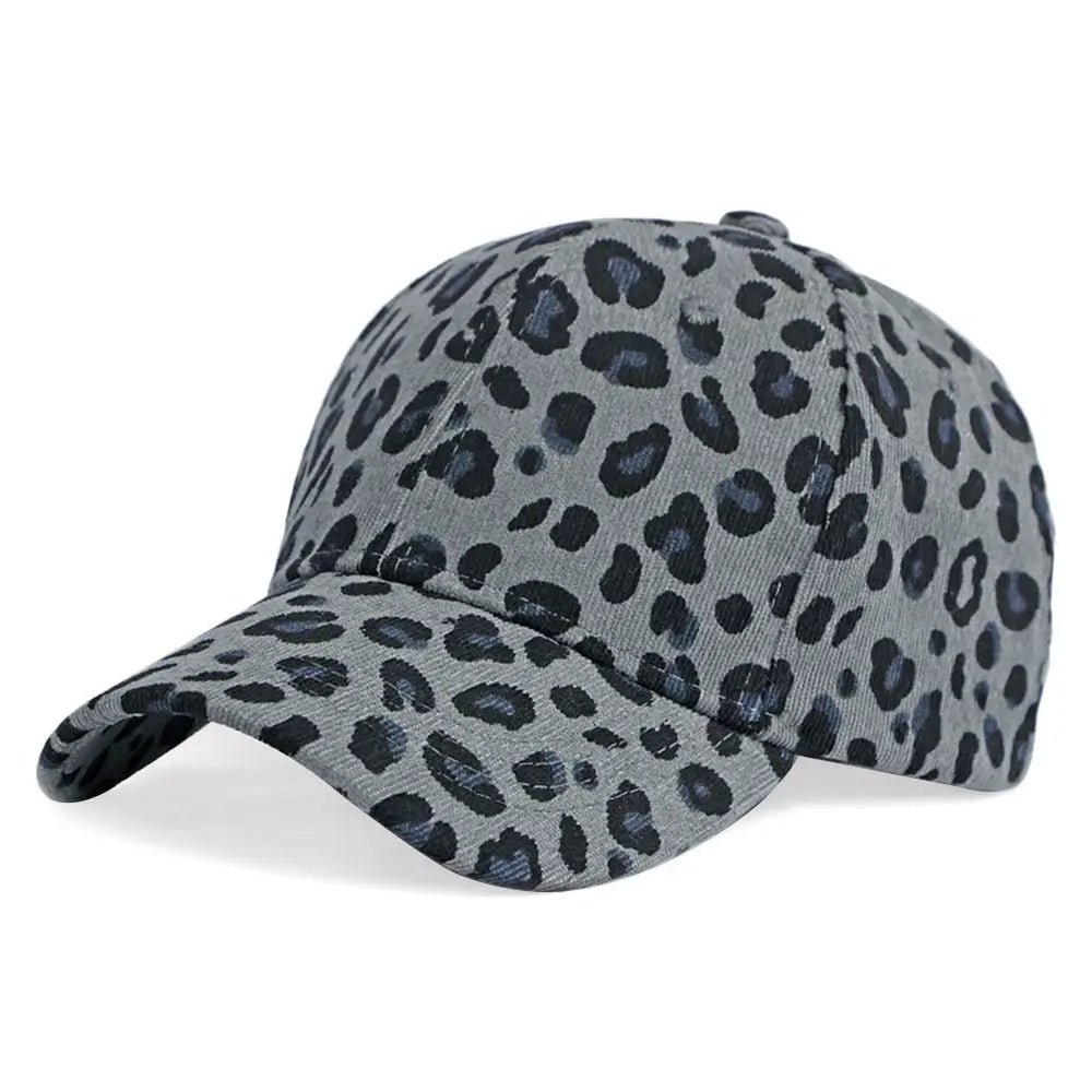Fashionable Versatile Leopard Print Hat Velvet Sun Protection Baseball Cap