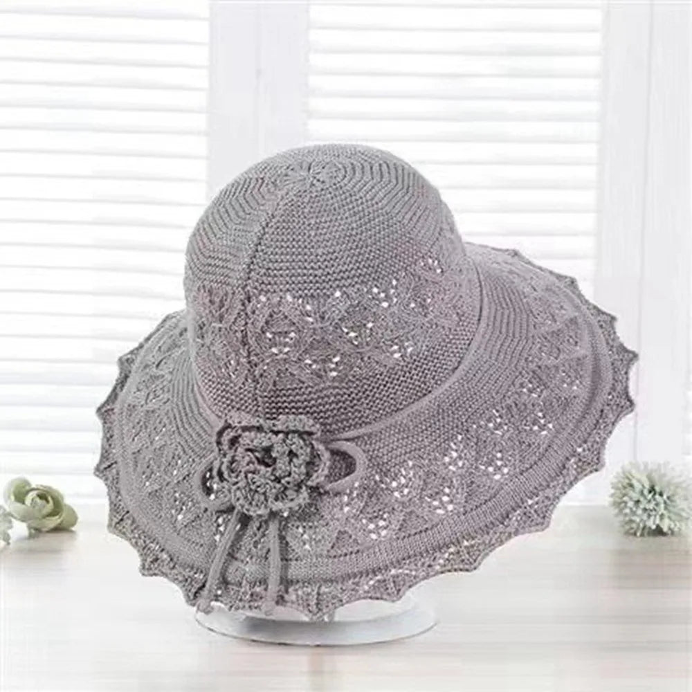 Fashion Crochet Summer Sun Hat Foldable Weave Sunshade Hat