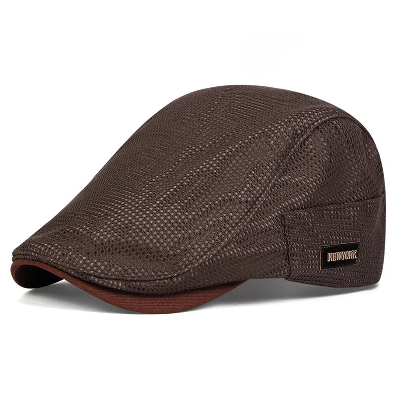 Men New York Label Mesh Breathability Newsboy Caps