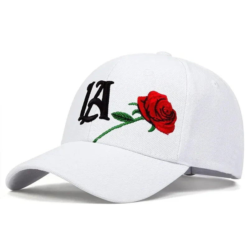 Unisex LA Rose Embroidery Baseball Caps Spring and Autumn