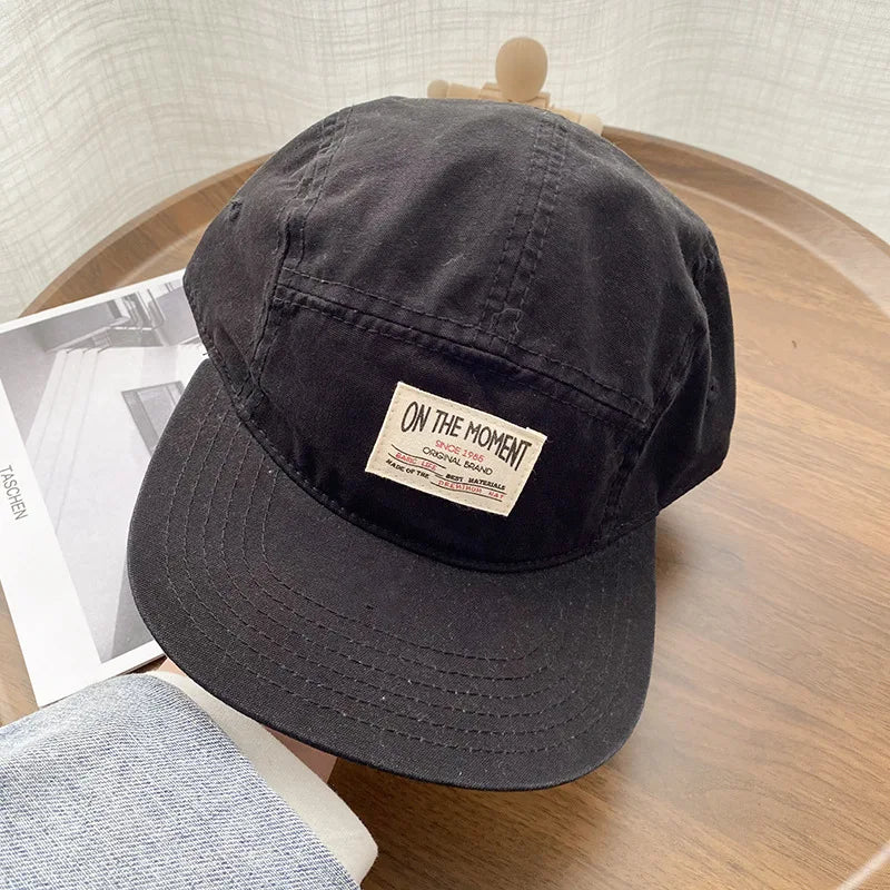 On The Moment Cotton 5 Panel Baseball Cap Hip Hop Hats For Men Women
