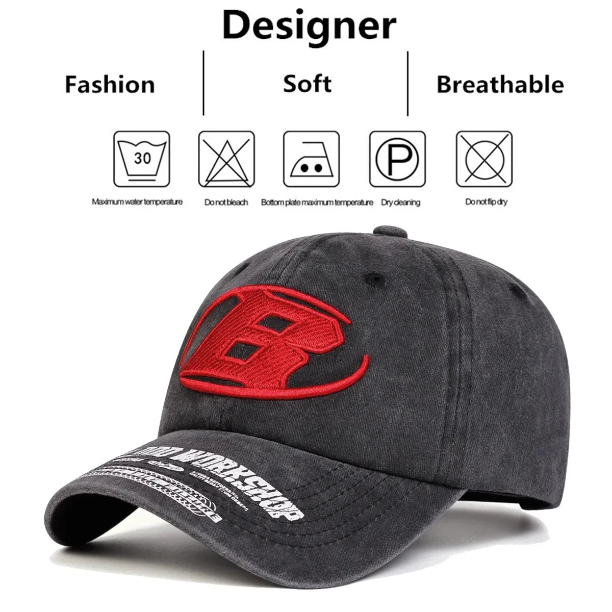 Unisex B Letter Embroidery Baseball Caps