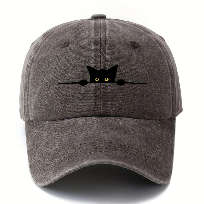 Retro Cartoon Cat Printed Baseball Cap for Men and Women Outdoor Activities