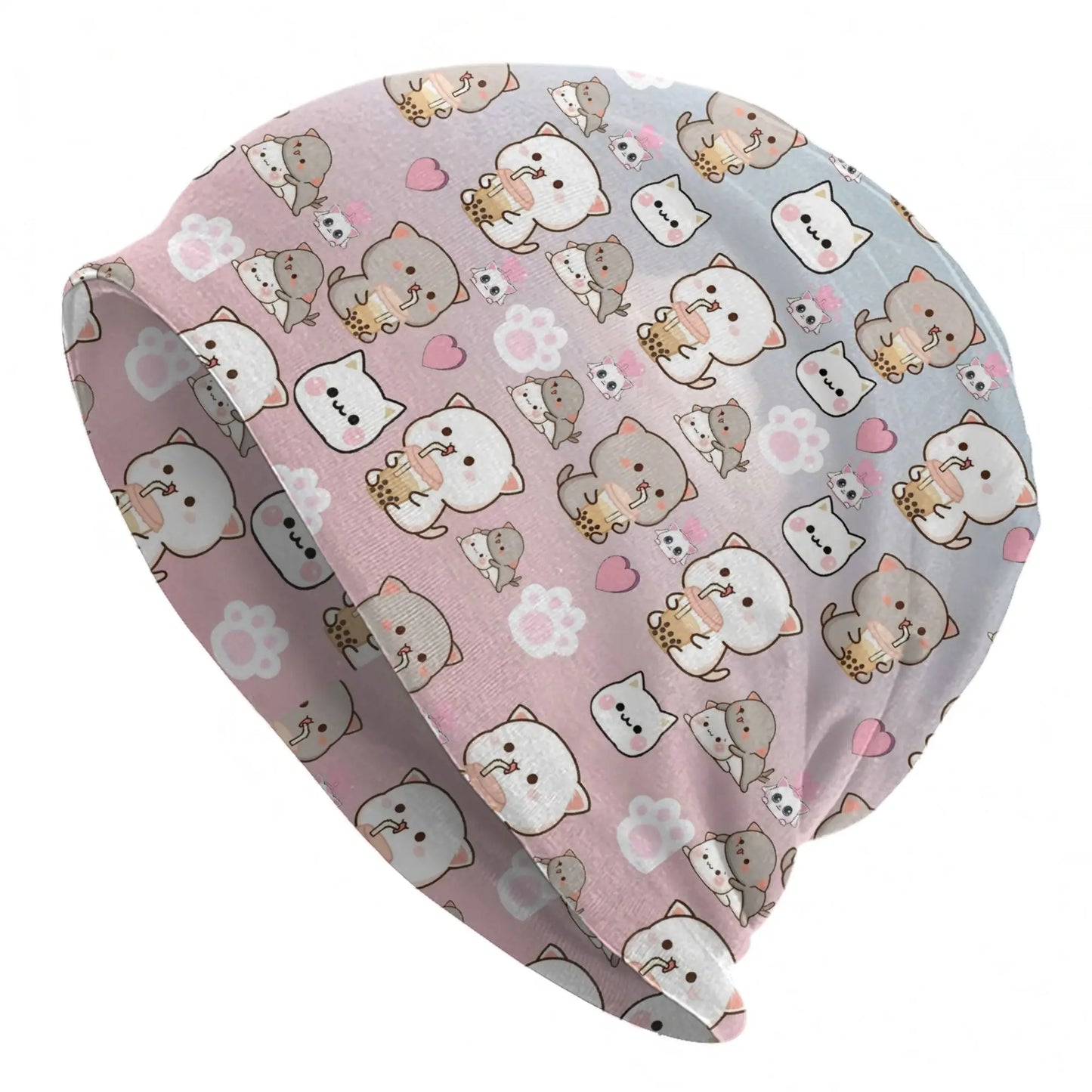 Kawaii Peach Cat Eating Strawberry Cake Caps Goma Mochi Men Women
