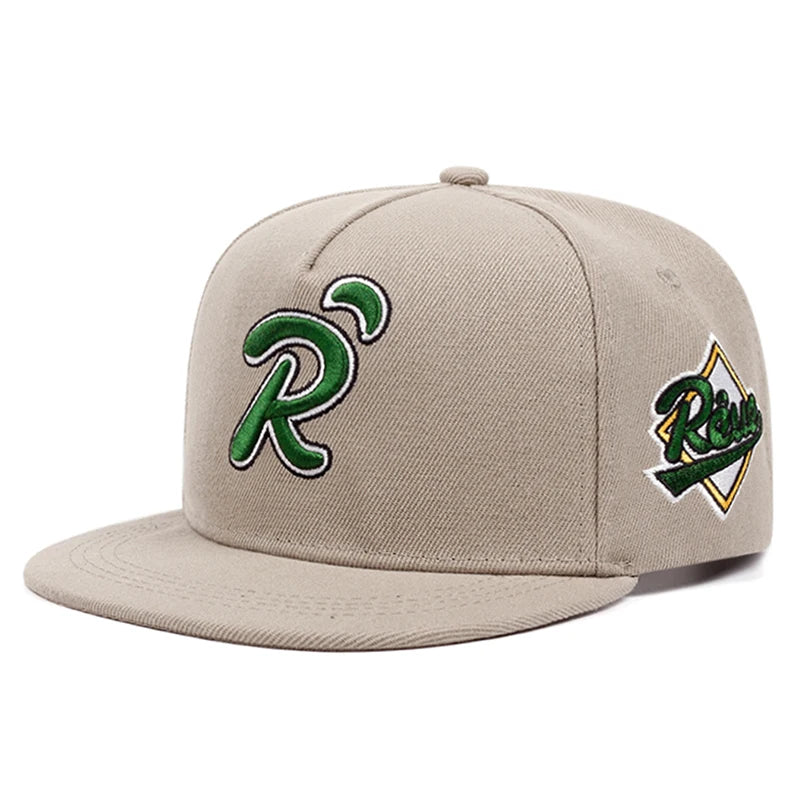 Creative Hip Hop Hat R Letter Dot Green Embroidered Baseball Hat