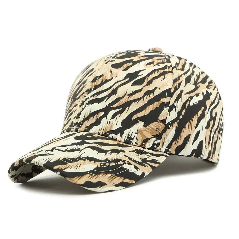 Polyester Leopard Print Casquette Baseball Cap Adjustable