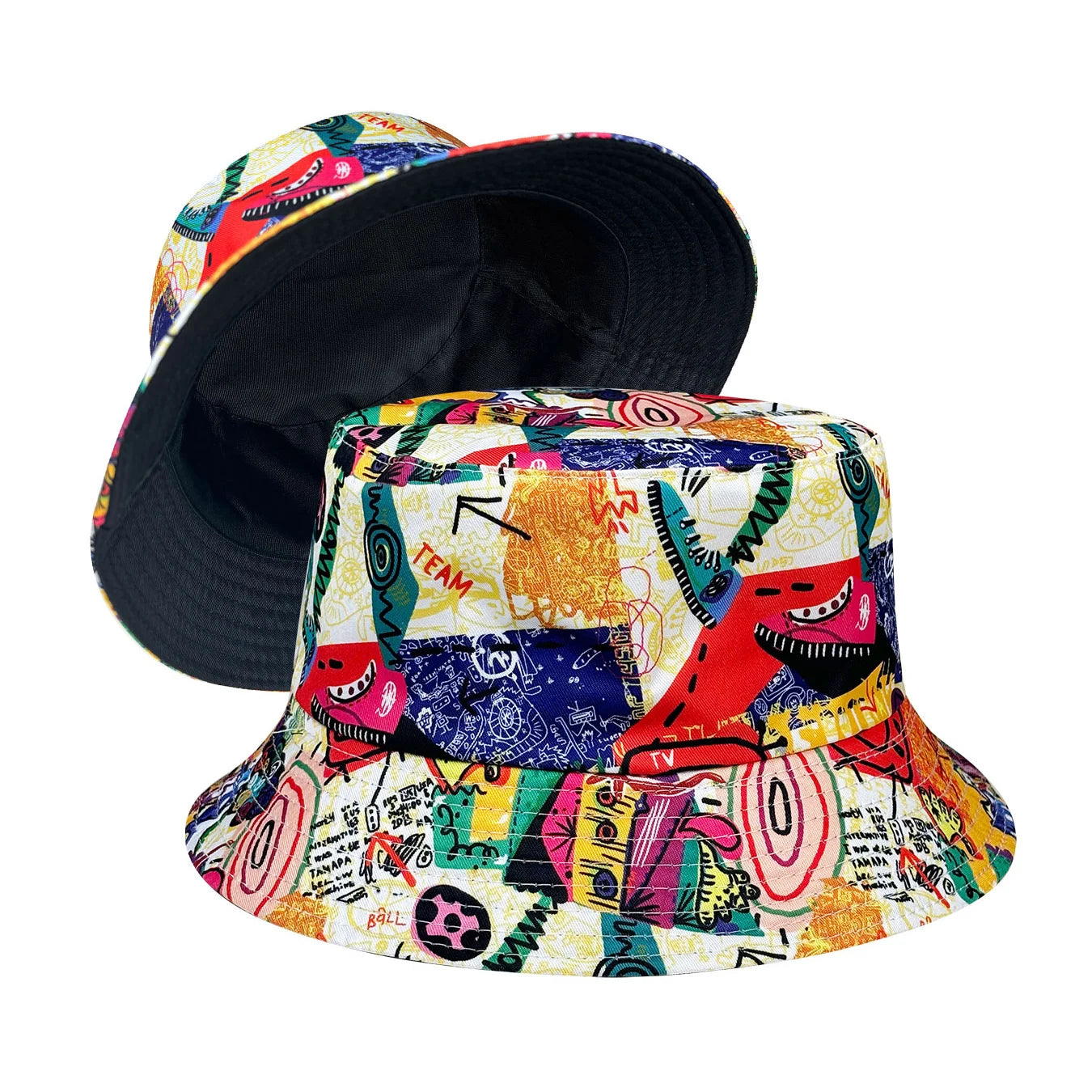 Street Graffiti Fisherman Hat, Reversible Sun Hat, Foldable Fashion Bucket Hat