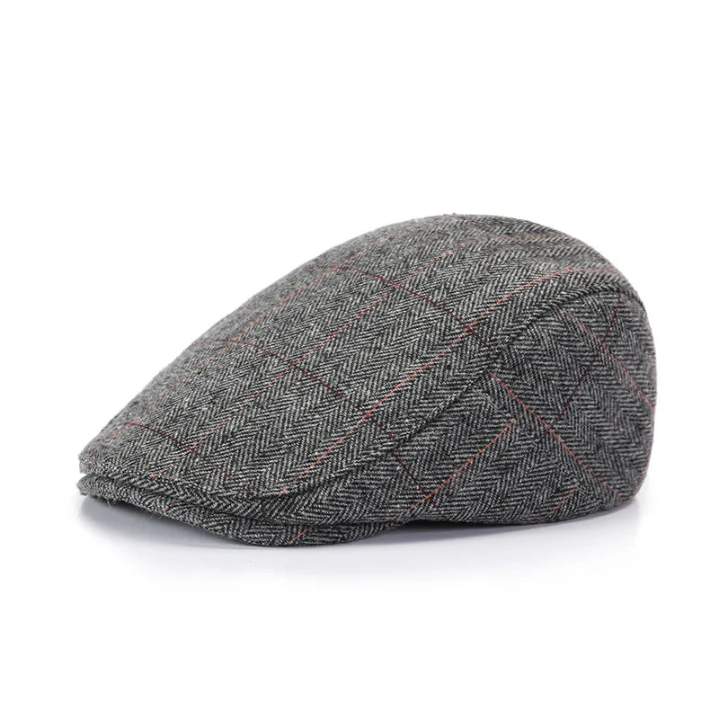 Herringbone Beret Men's Casual Peaked Cap British Women's