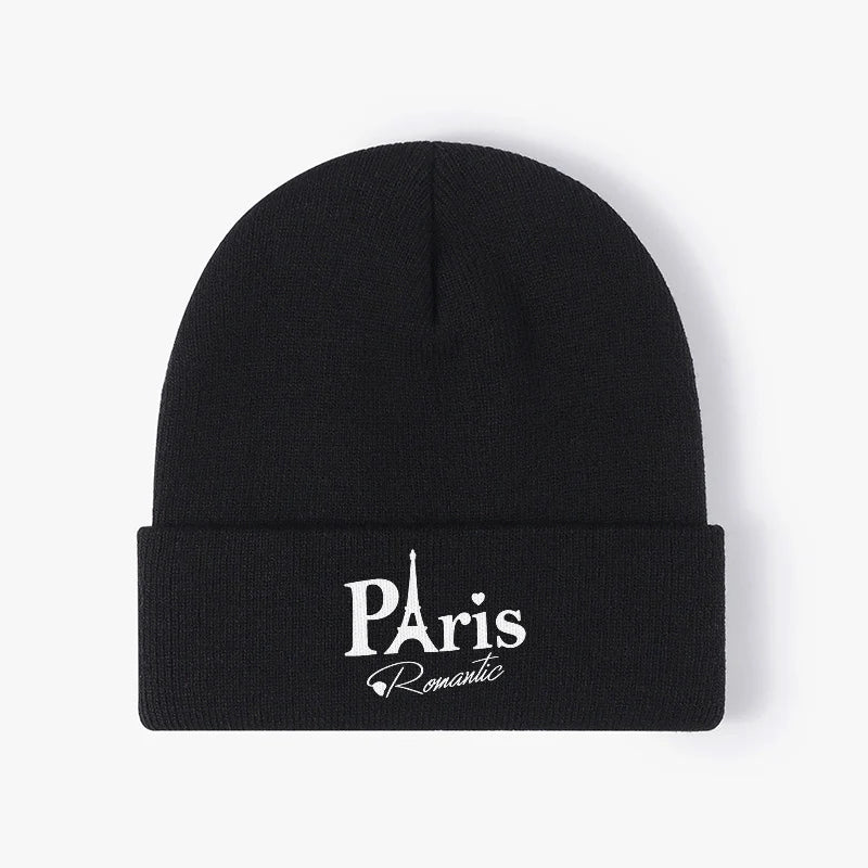 Paris Romantic Warm Knit Beanie Hat Stylish Winter Cuffed Cap