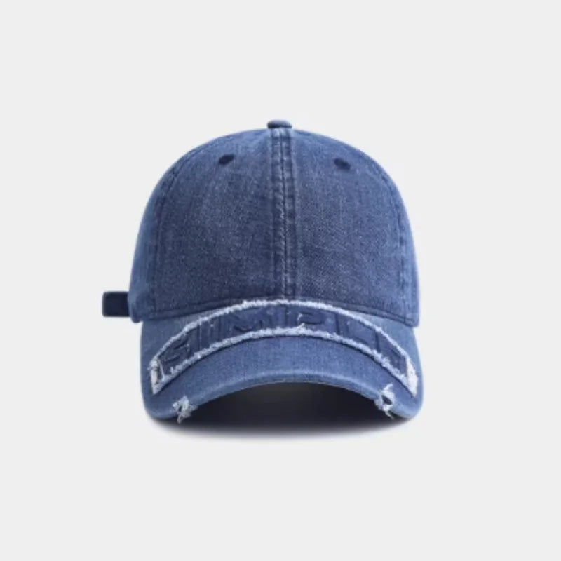 Personality Washed Gray Edged Worn-Out Baseball Cap