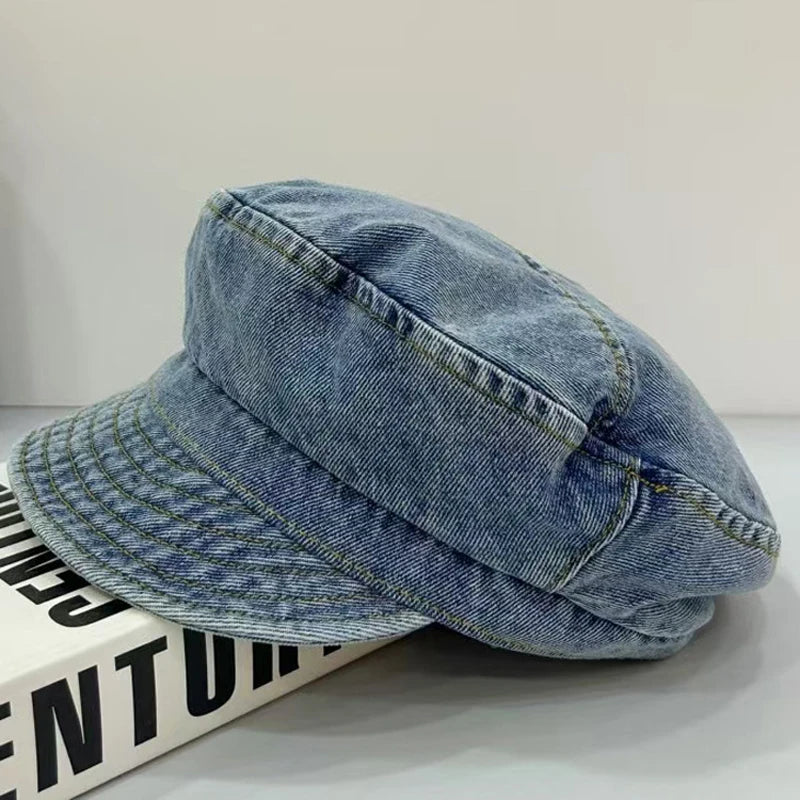 New Flat Top Washed Denim Jean Cowboy Hat