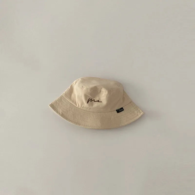 Embroidery Letter Fisherman Hat For Children Sunshade Bucket Cap Solid Cotton Kids Basin Caps 2-6 Year