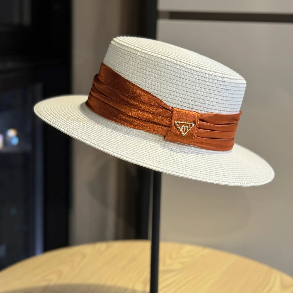 2026 French Style Flat Top Straw Sun Hat