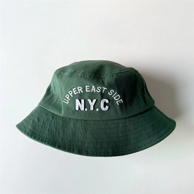 Spring Girls Embroidery Letters Wide Brim Children Sun Hat