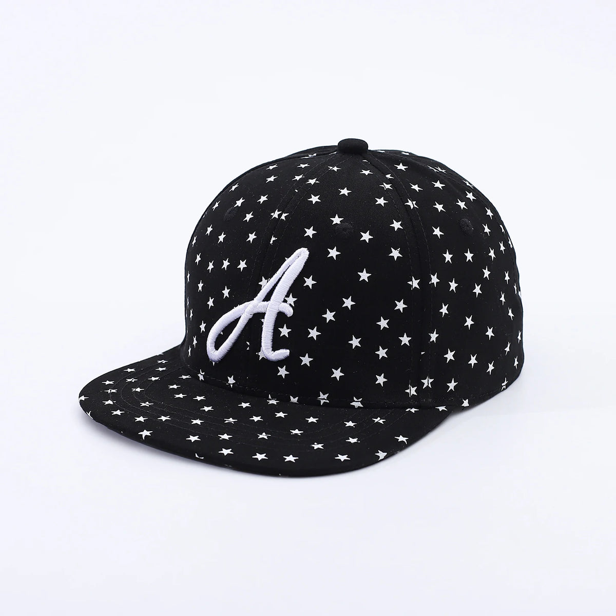 Full Print White Star-Letter A Flat Brim Hat
