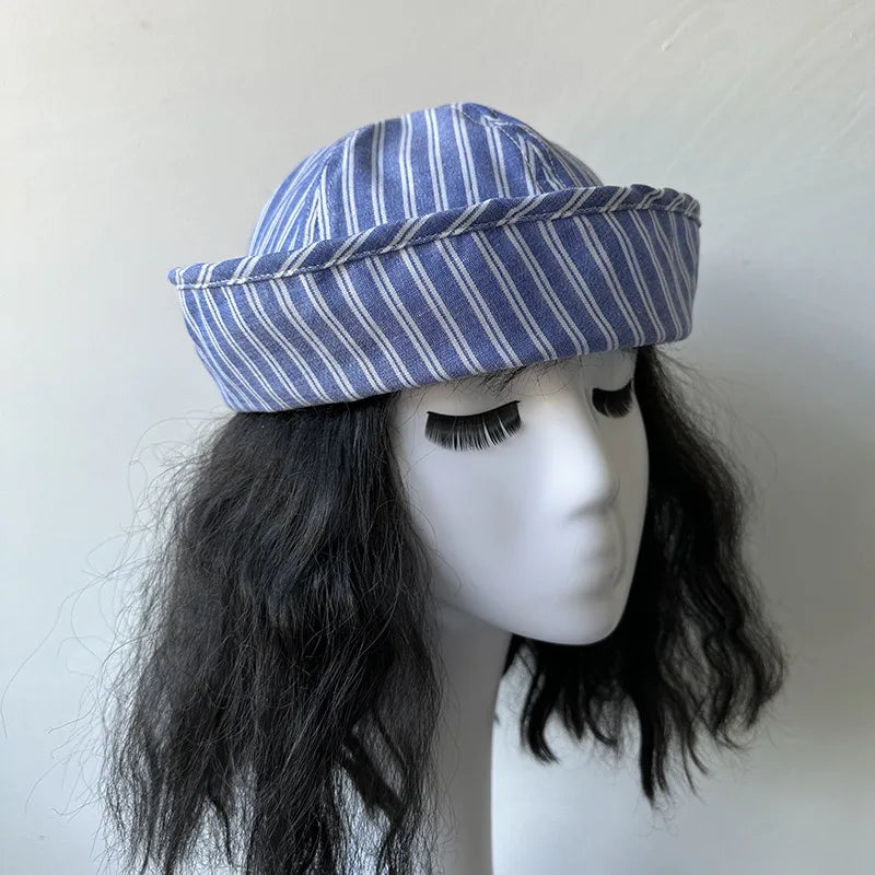 Japanese Korean Style Stripe Bucket Hat