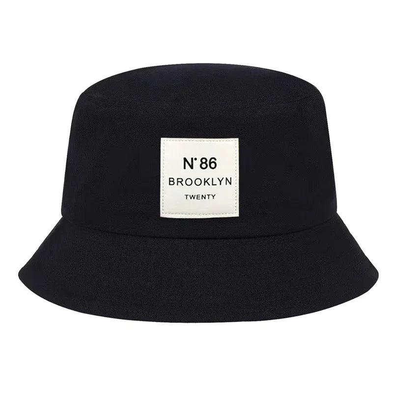 Unisex Panama Bucket Hat Brooklyn Leather Label Fisherman Hat