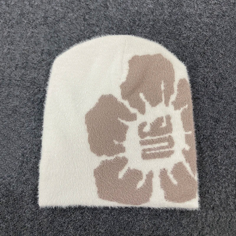 Warm Knitted Hat With Jacquard Flower Design For Men And Women