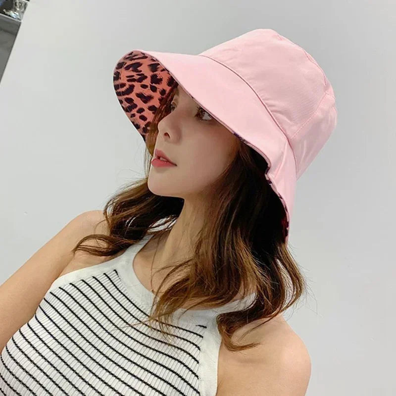 Fashion Leopard Reversible Breathable Cotton Bucket Hat