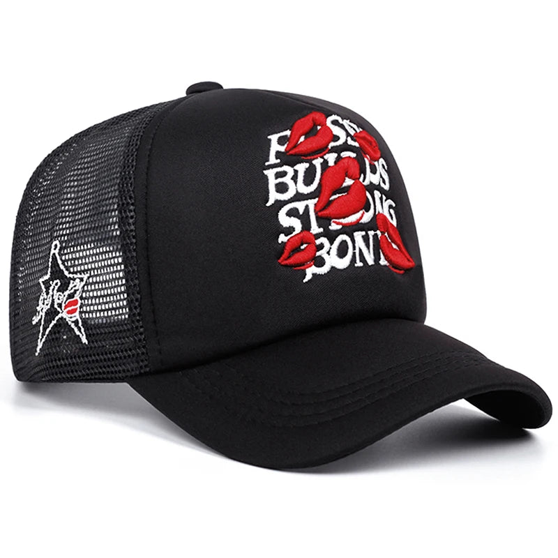 Cotton Mesh Hat Lipprint Men's Hip Hop Hat Women's Outdoor Leisure Sports