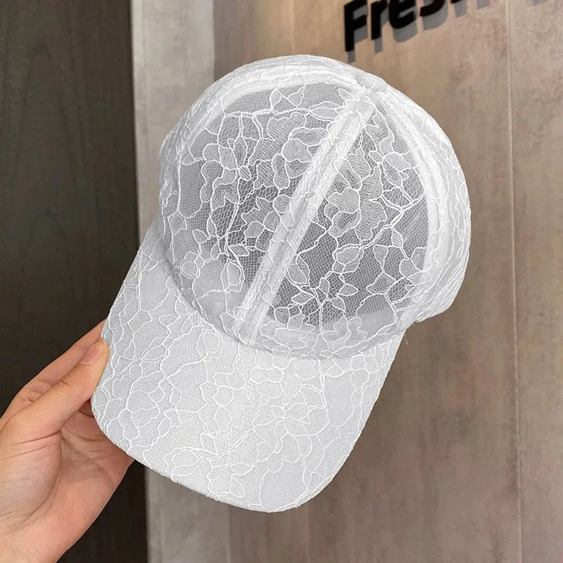 Summer Korean Style Fashionable Lace Flower Baseball Cap