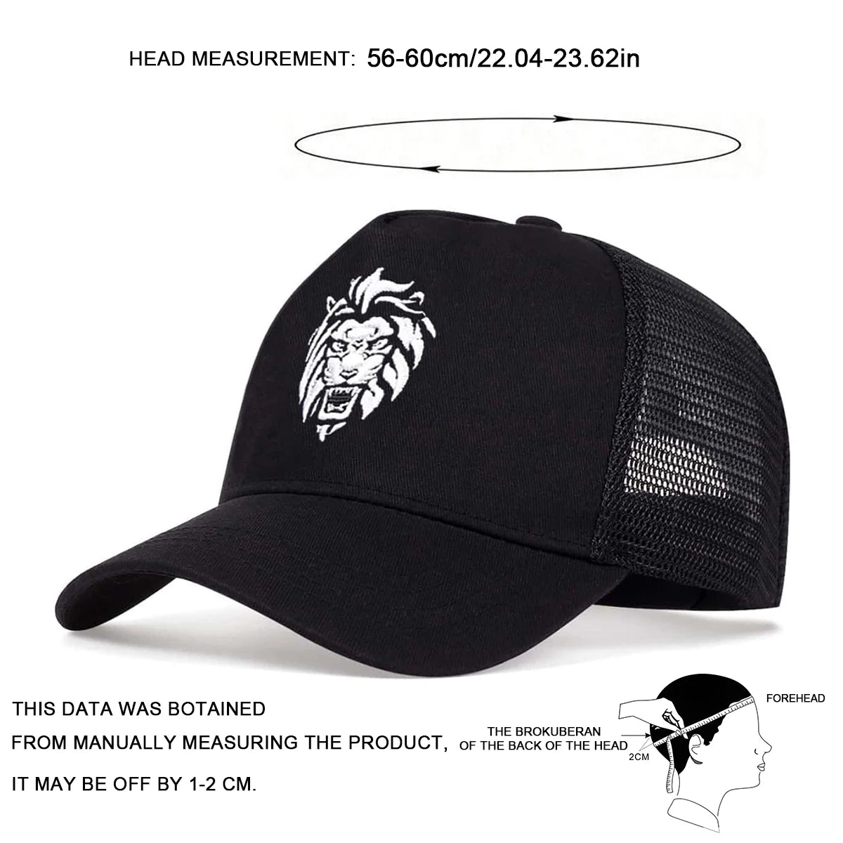Unisex Lion Head Embroidery Baseball Net Caps