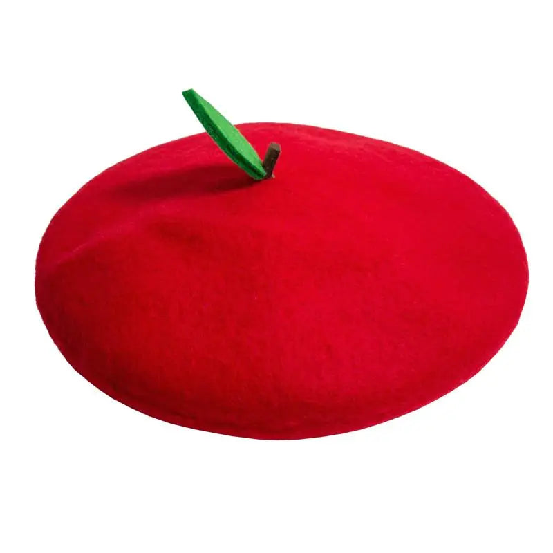 Ladies Cute Green Red Apple Girl Painter Hat Leaf Sweet Party Gift Fruit Orange Girls