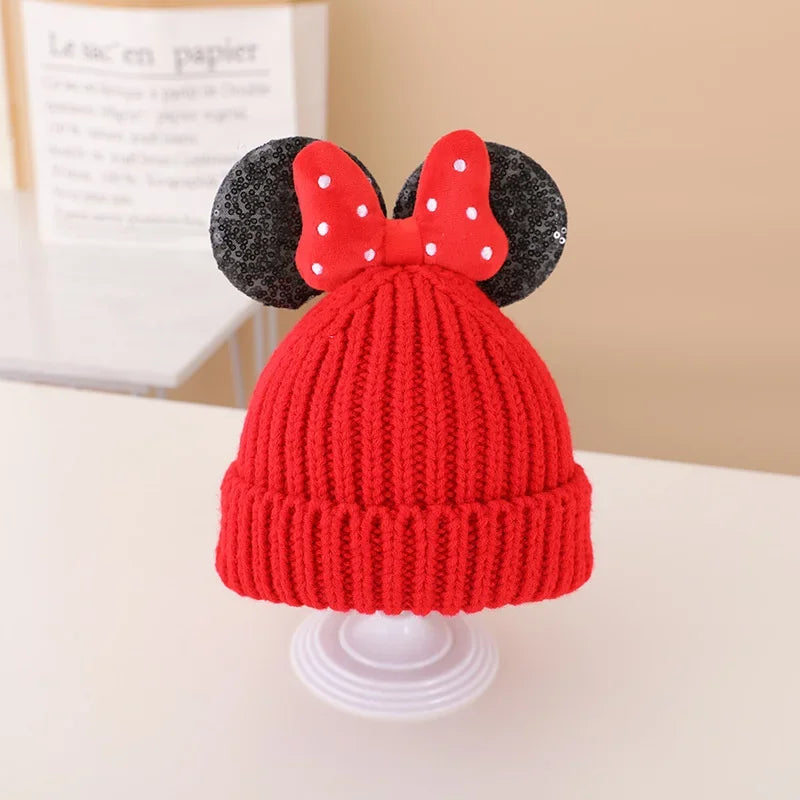Autumn Winter Anime Cartoon Wool Warmth Knitted Hat Cute Bow Kids