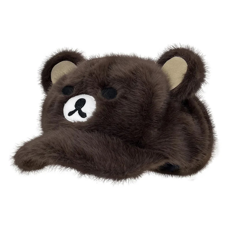 Bear Beret Hat Gorra Cute Fashion Winter Octagonal Hat For Women