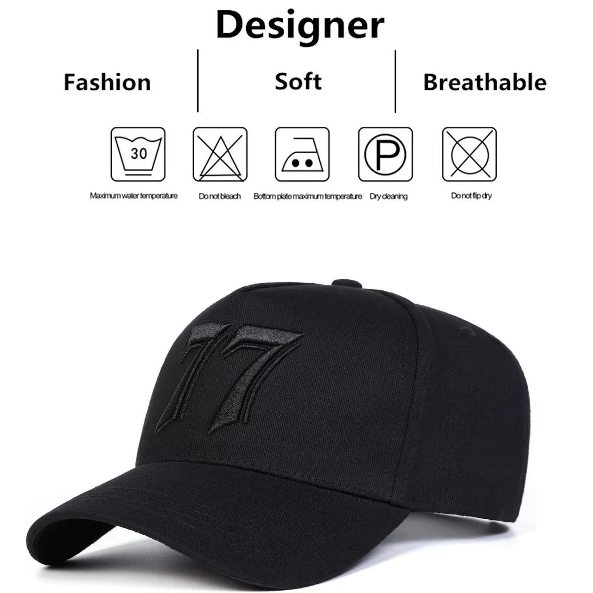 Unisex 77 Letter Embroidery Baseball Caps Spring Autumn