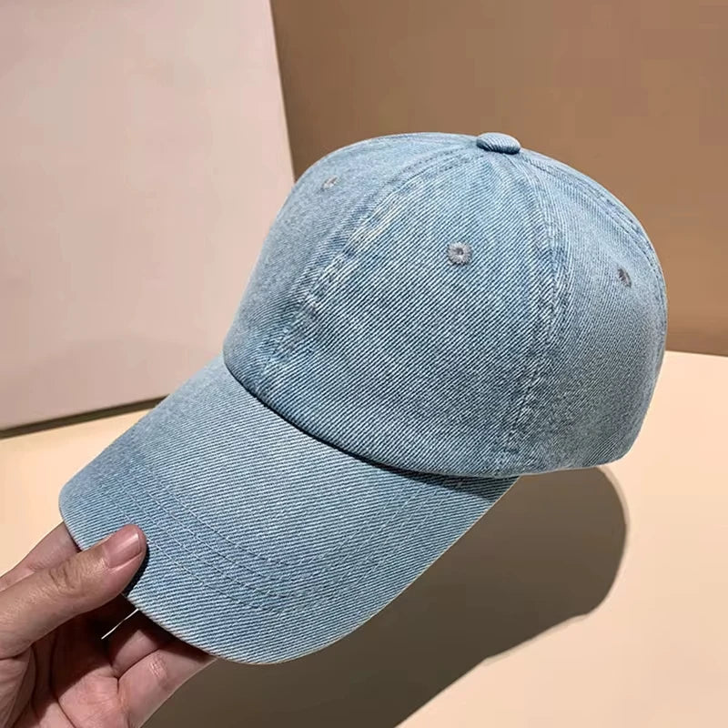 Fashion Denim Baseball Cap For Women Men Solid