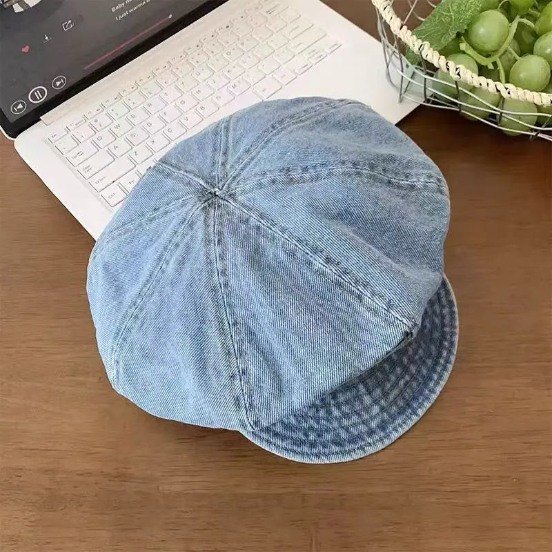 Japanese Retro Denim Cloud Berets Cap For Women