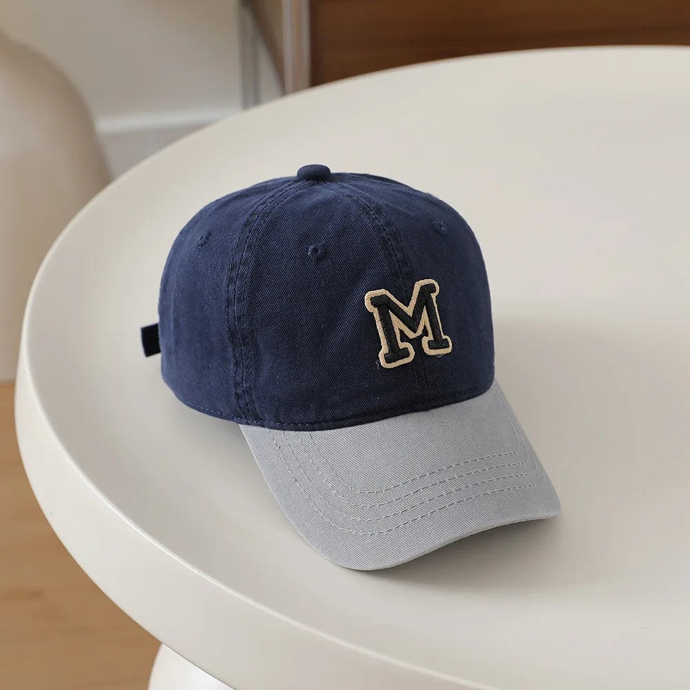 Children's Hat Letter M Washed Cap Korean Style New Sun Hat