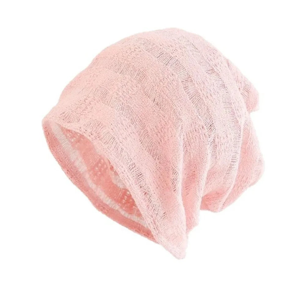 Fashion Hollow Pullover Hat Breathable Thin Beanies Hat Sweet Korean Style
