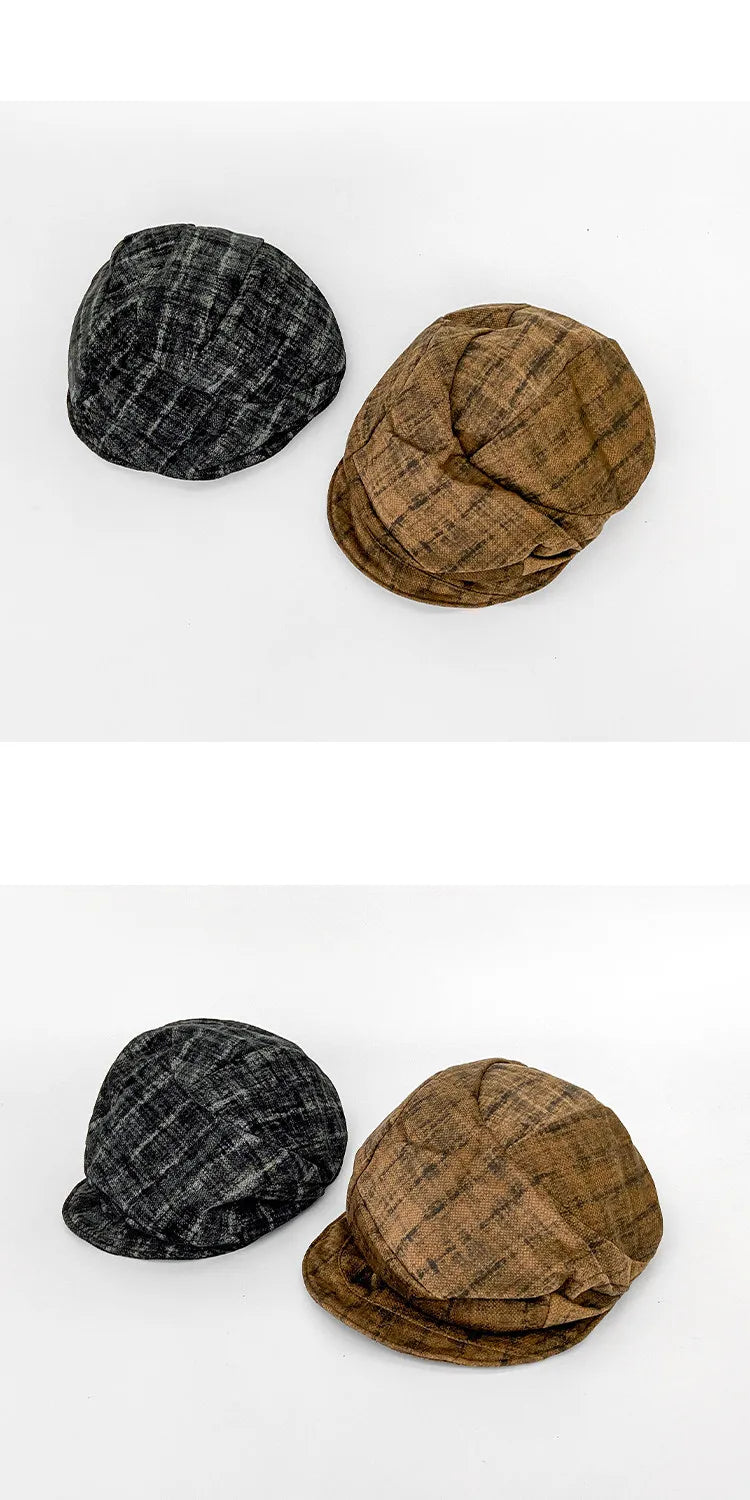 Retro Literary Pleated Design Soft-Brim Berets