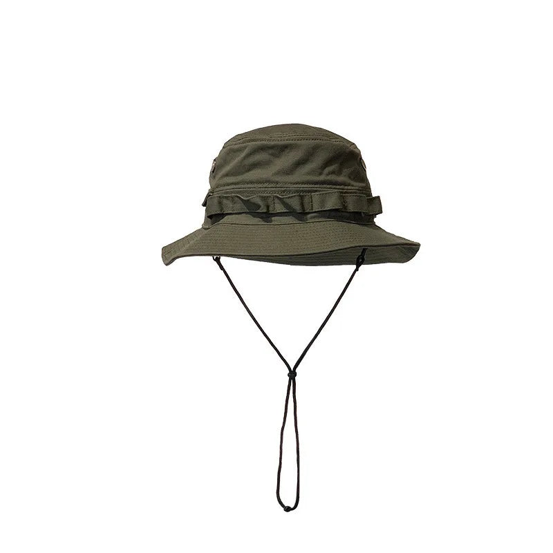 Newest Four Seasons Cotton Solid Bucket Hat With Small Pocket Fisherman Hat