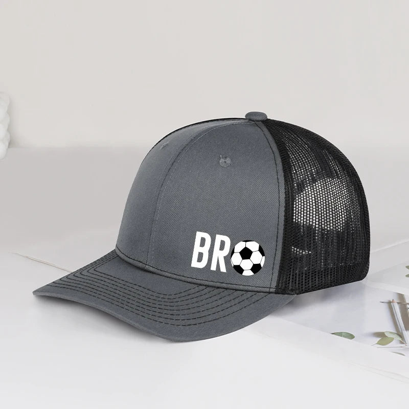 Bro Soccer Print Mesh Baseball Cap Unisex Sports Sun Hat For Men