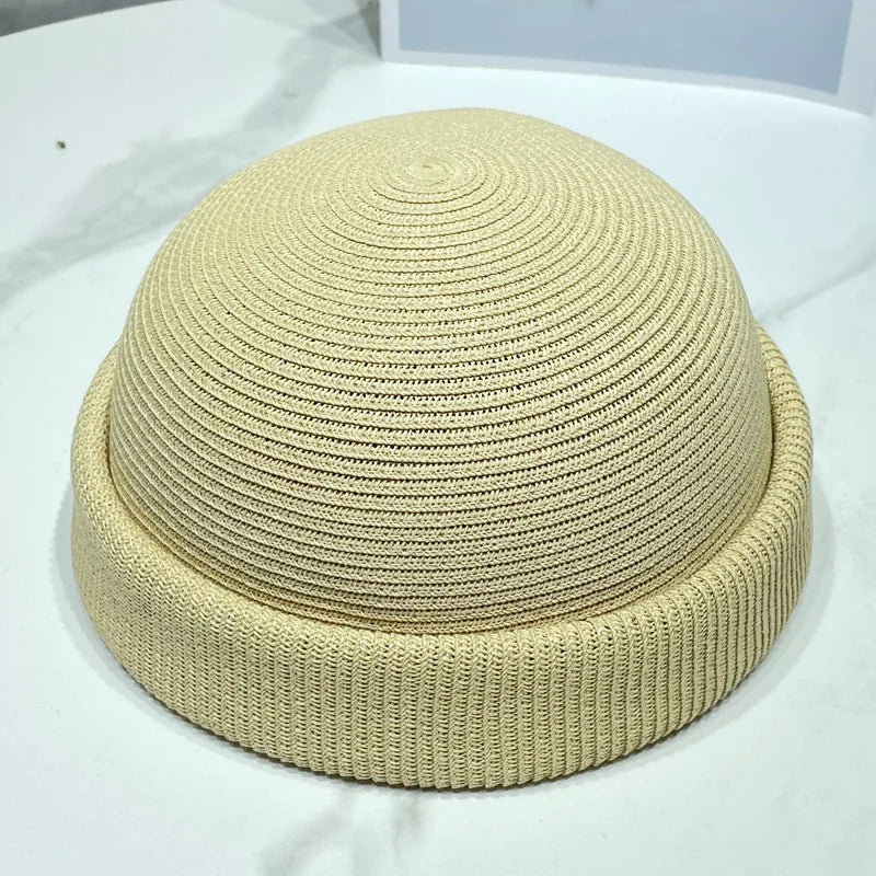 Japanese Simple Blade Roll Cap Beanies Landlord Hat