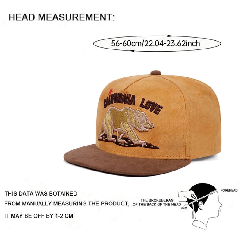Fashion Personalized Baseball Hat California Bear Embroidered Hip Hop Hat