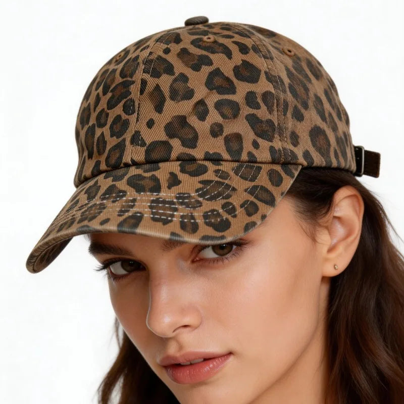 Vintage Leopard Print Baseball Cap for Women