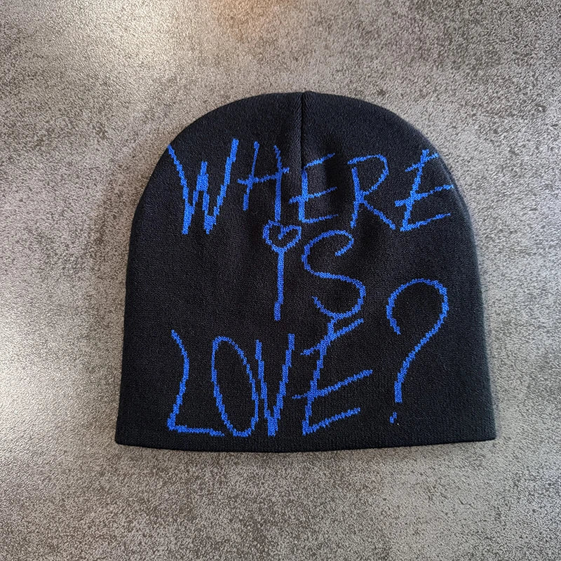 New Street Letter Contrast Color Wool Knitted Hats