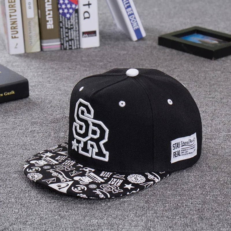 Fashion Embroidery Letter SR Snapback Cap Hip Hop Hat Men and Women