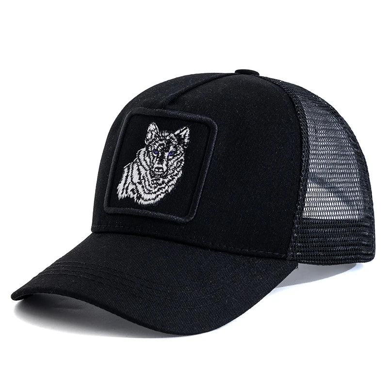 Unisex Baseball Cap Wolf Embroidery Patch Pattern Caps Men Women Summer