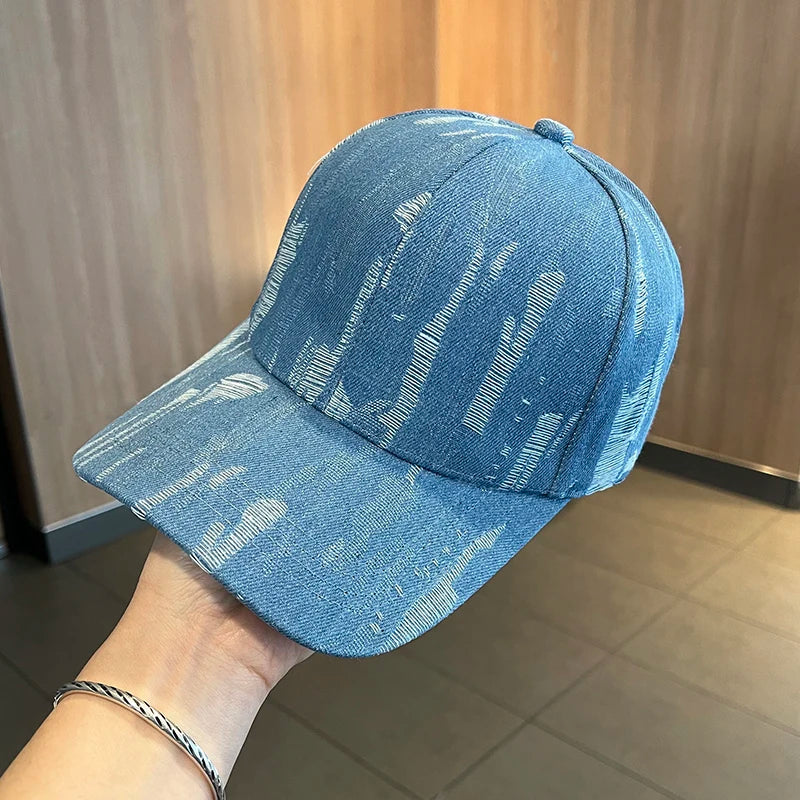 Retro Distressed Hard-Top Baseball Cap For Women