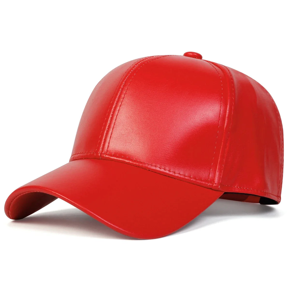 Unisex Light Panel Solid Color PU leather Baseball Caps Spring Autumn
