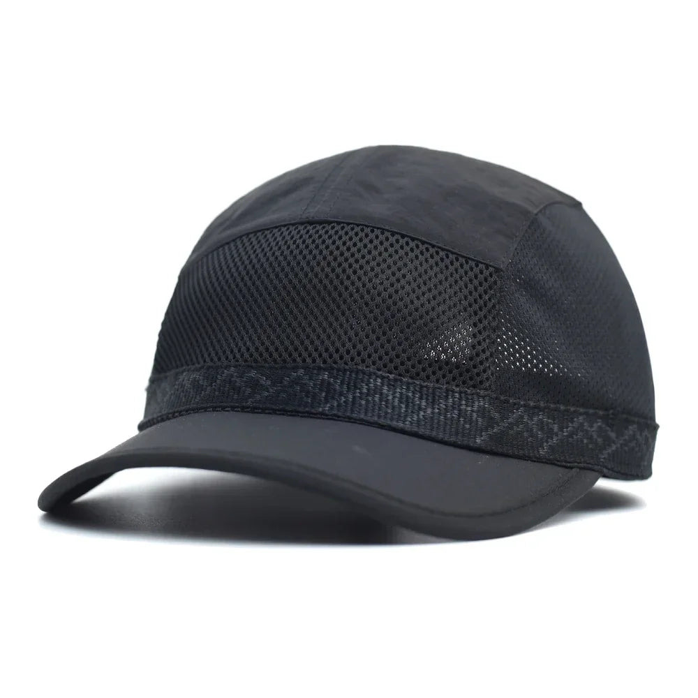 Summer Spring Short Brim Mesh Baseball Cap Breathable Dad Hat Adjustable Solid Trucker Style Caps